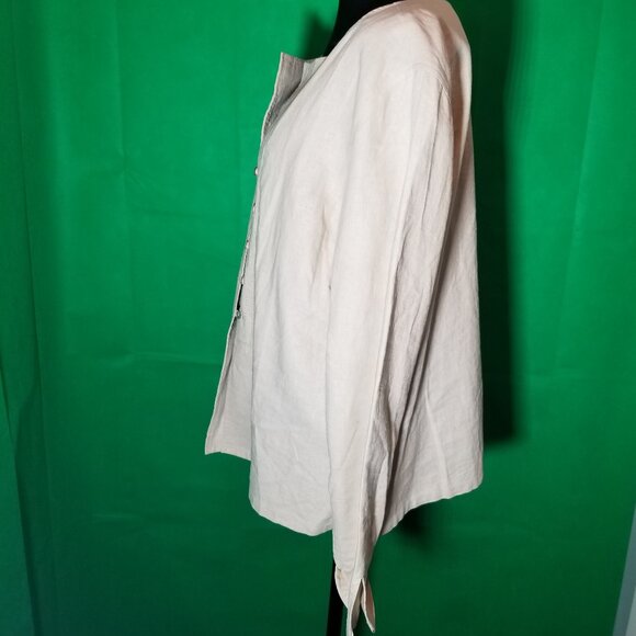 Norton Studio Womens XL Linen Shirt Button Down Long Sleeve Blouse Office City - Picture 2 of 8
